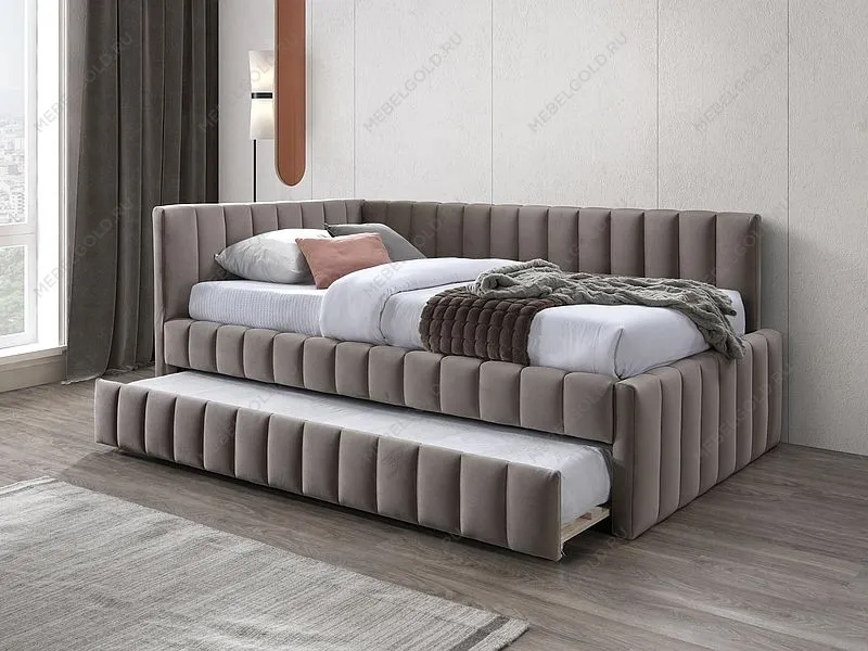 Кровать Signal ALFIE Velvet Bluvel 40 (темно-бежевый) 120/200