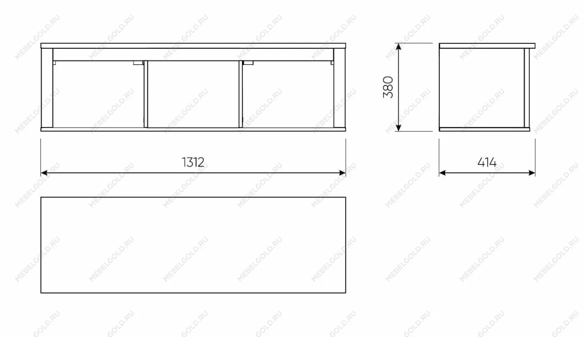Полка навесная Сага, 3 секции, темно-бирюзовая/ясень | изображение 7