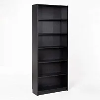 Стеллаж Варма, 6 полок, 78х198х28 см, шпон ясень, черный