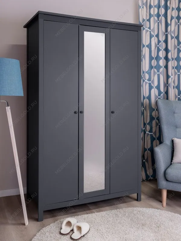 Шкаф распашной Сага, 3 двери, 132х64х215 см, серый | изображение 7