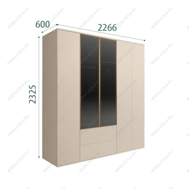 Шкаф 5-ти дв. с ящиками Bogemia Air (Ваниль/Золото) БМШ2/52(2)