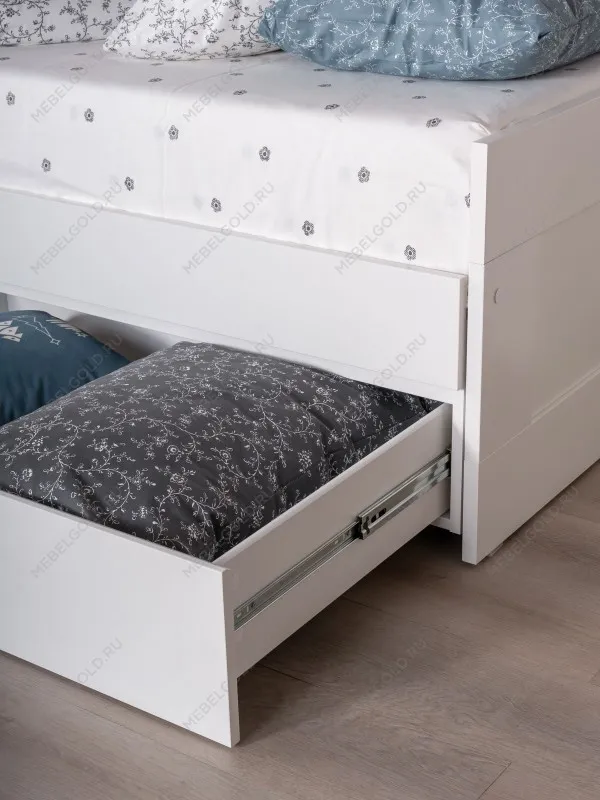 Кровать раздвижная Сириус, с ящиками, 80х200/160х200 см, белая | изображение 4