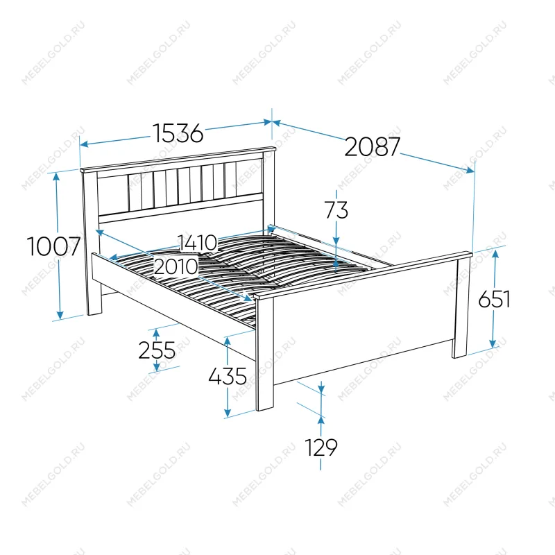 Кровать двуспальная Сага, 140х200 см, кашемир/ясень | изображение 2