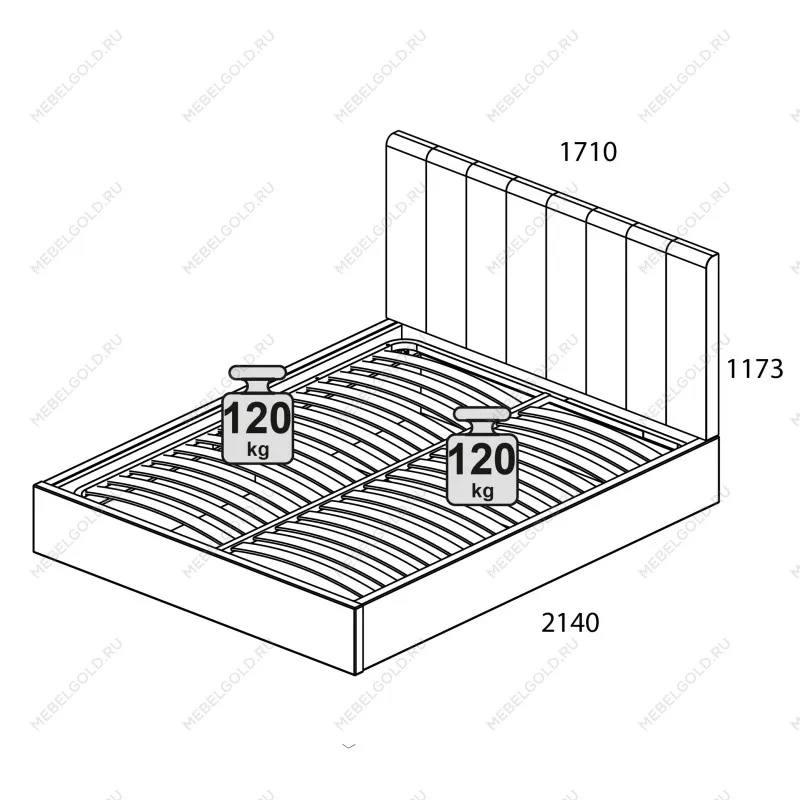 Кровать Сабрина 160 с подъемником, цвет NEBBY 001 | изображение 1