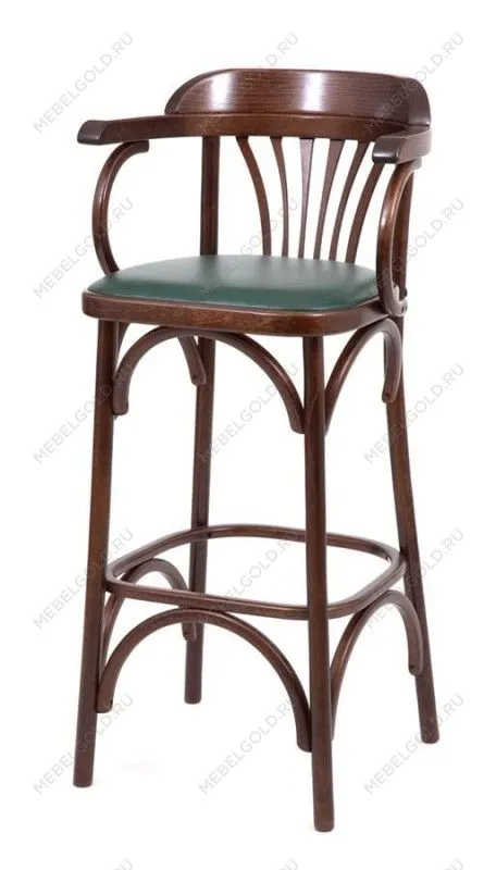 Стул барный 750 Венский мягкий (темный тон, экокожа зеленая) | изображение 1