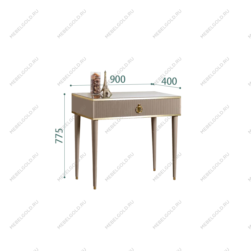 Стол туалетный узкий Римини СОЛО (Мокка/Золото) РМСТ-1(s)[9]