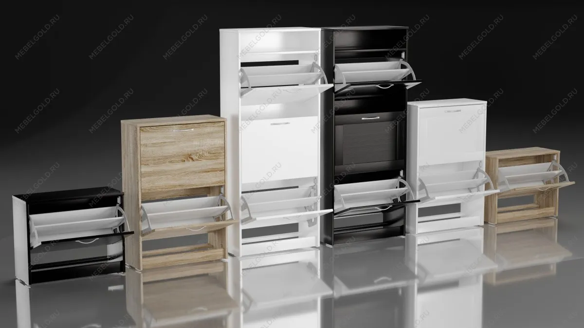 Обувница Сириус с 1 откидным ящиком, 60 х 25 х 49 см, черно-коричневая, ЛДСП, дуб венге | изображение 15