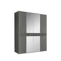 Шкаф 4-х дверный с зеркалом, с ящиками Римини СОЛО (Серый/Серебро) РМШ1/41(s)