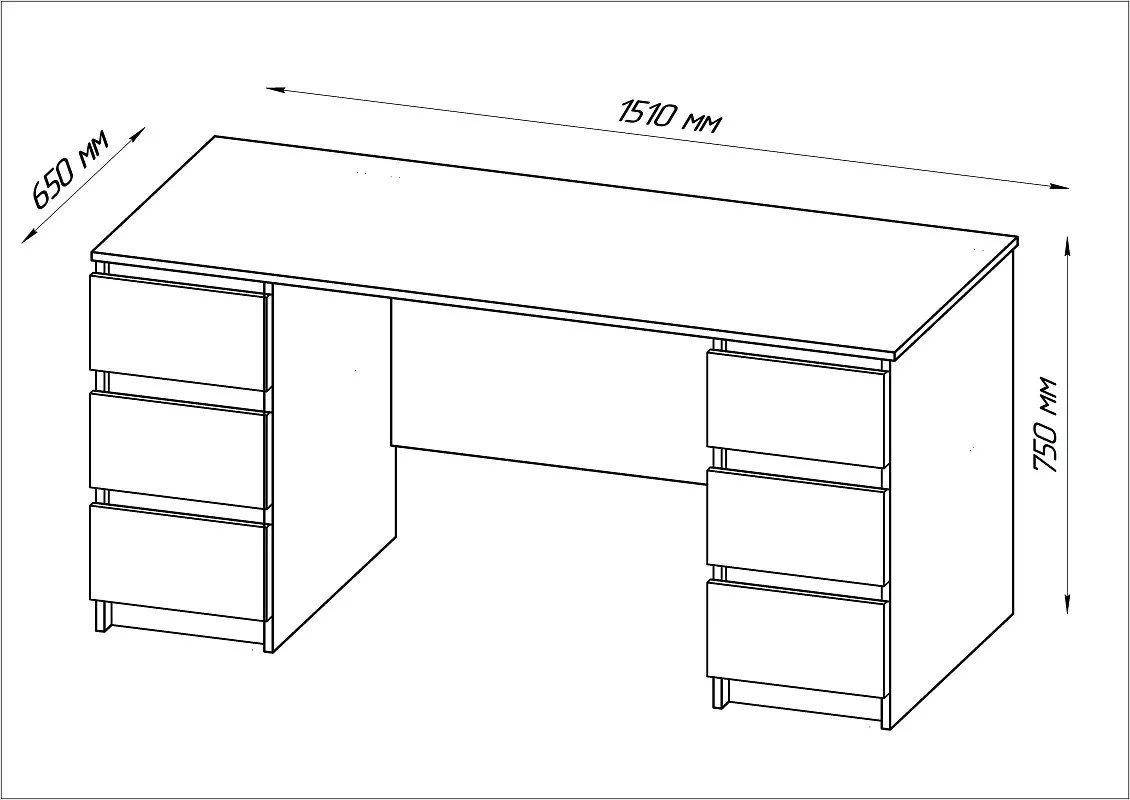 Стол письменный Кастор, 6 ящиков, 151х65х75 см, дуб сонома | изображение 14