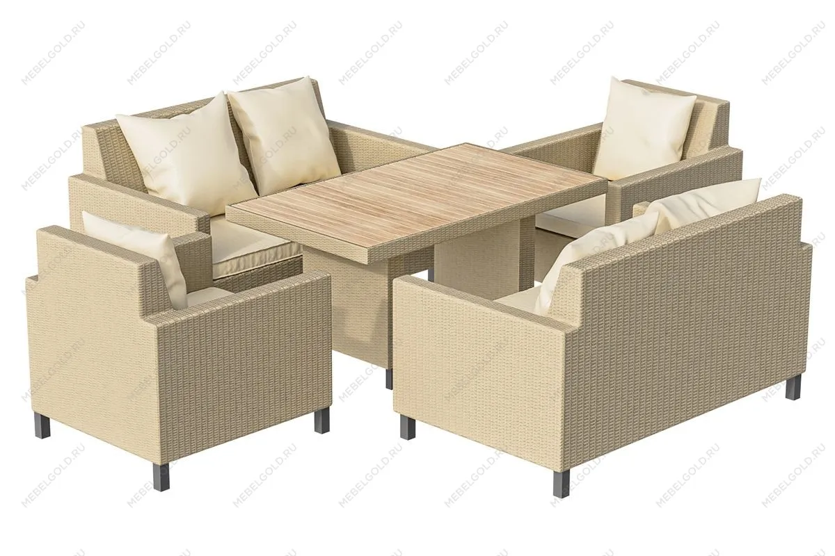 Комплект плетеной мебели MOKKA BELLA Family, соломенный