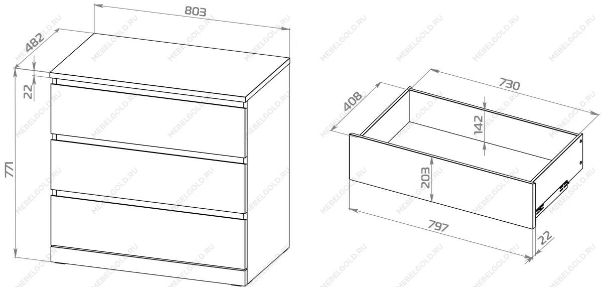 Комод Варма Прайм, 3 ящика, 80х77х48 см, шпон натурального дерева, дуб беленый | изображение 10