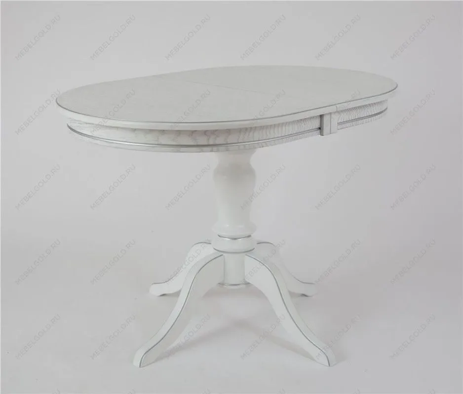 Стол Капелла (цвет Белый/патина серебро/шпон дуб)