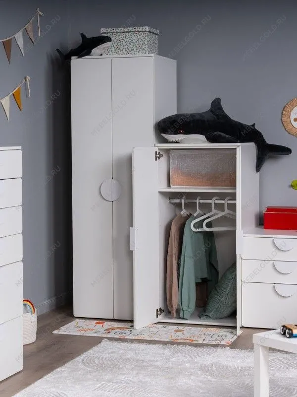 Шкаф Пикси распашной, с двумя дверьми и полкой 60х57х120, белый (робкий подснежник) | изображение 5