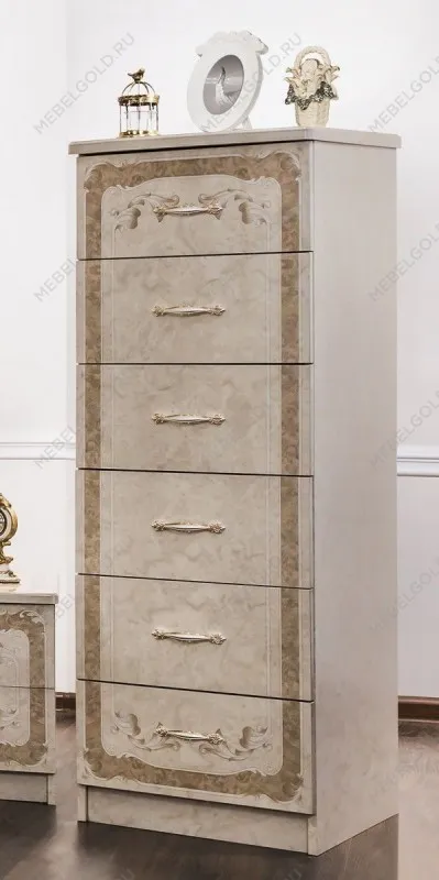 Комод Патрисия 6 ящиков крем корень глянец - Выставка м. Марьина роща | изображение 2