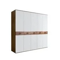 Шкаф 5-ти дв. Bogemia Woodline Wood Fi (Белый/Хром) БМШ2/5(Wo)