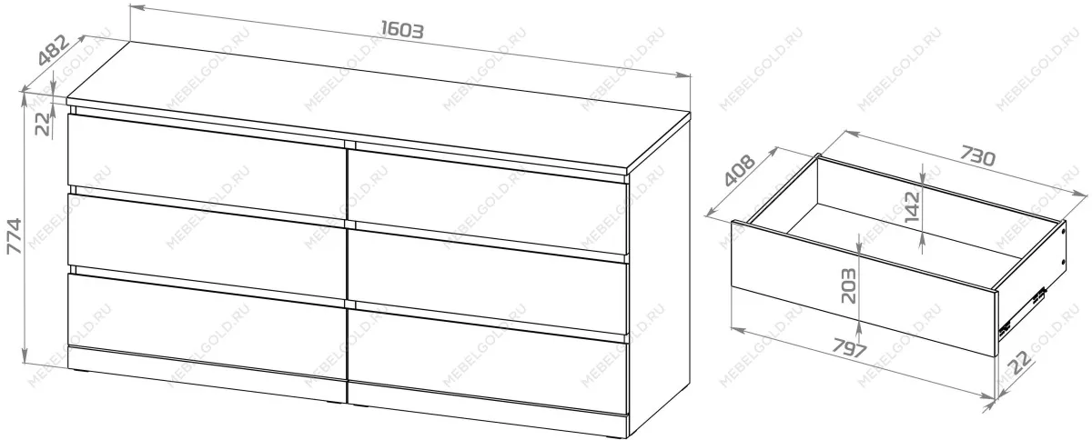 Комод Варма Прайм, 6 ящиков, горизонтальный, 160х77х48 см, шпон натурального дерева, дуб беленый | изображение 14