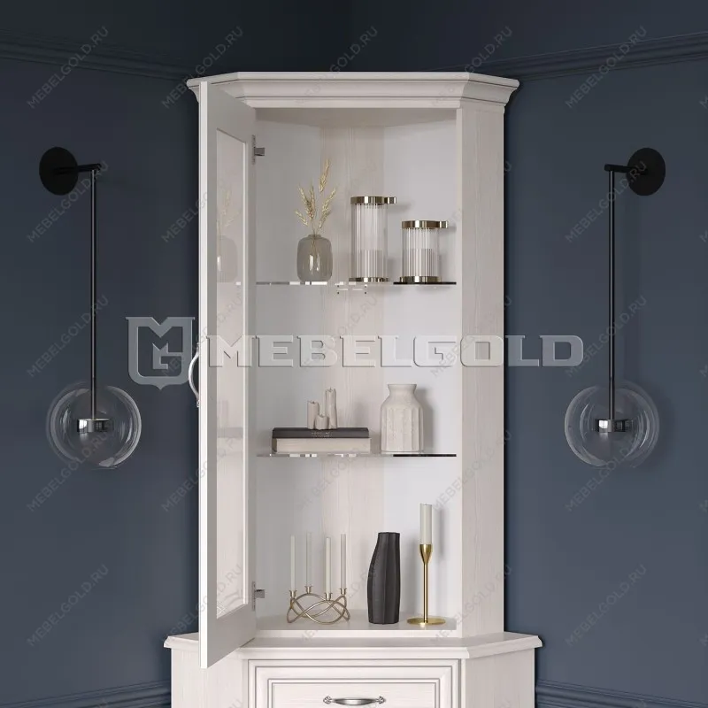 Лобня - Шкаф с витриной Тиффани 1VU вудлайн кремовый | изображение 3