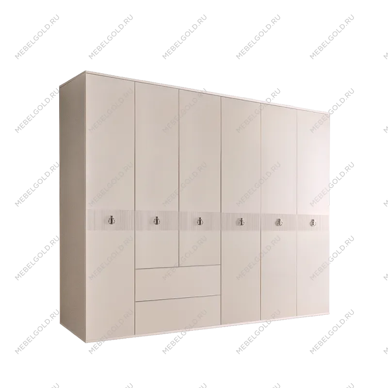 Шкаф 6-ти дверный с ящиками Римини СОЛО (Бежевый/Серебро) РМШ2/61(s)