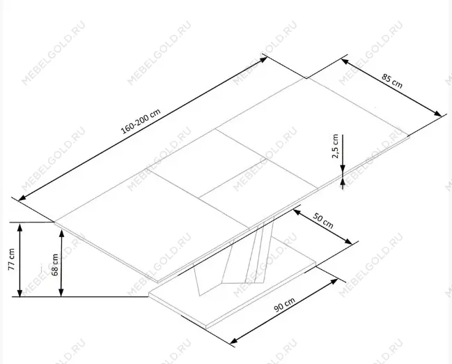 Стол обеденный Halmar SALVADOR раскладной (темно-серый) | изображение 9
