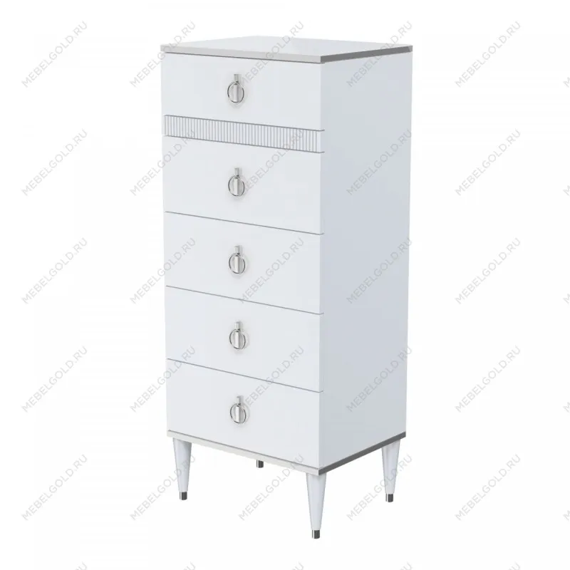 м. Марьина Роща - Комод узкий c планкой Римини СОЛО (белый серебро) РМКМ-2 (s)