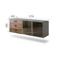 Комод 1.6м Bogemia Fly Wood Fi (Серый) (Novabuk/Хром) БМКМ-4[5]