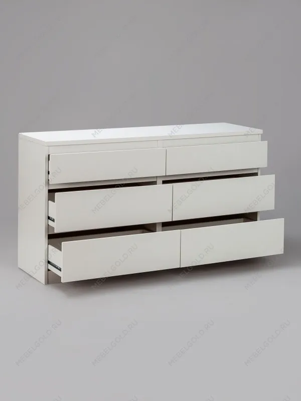 Комод Кастор, 6 ящиков, 129х40х71 см, белый | изображение 10