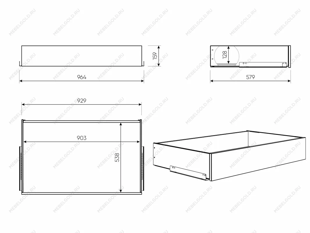 Ящик выдвижной к шкафу МАКС, 93х58х16 см, серый | изображение 2
