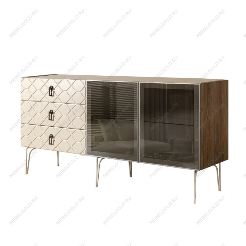 Комод 1.6м Bogemia Woodline Fa (Слоновая кость) (Novabuk/Хром) БМКМ-4[5]