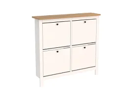 Обувница Сага с 4 откидными ящиками 113х108 белая-ясень