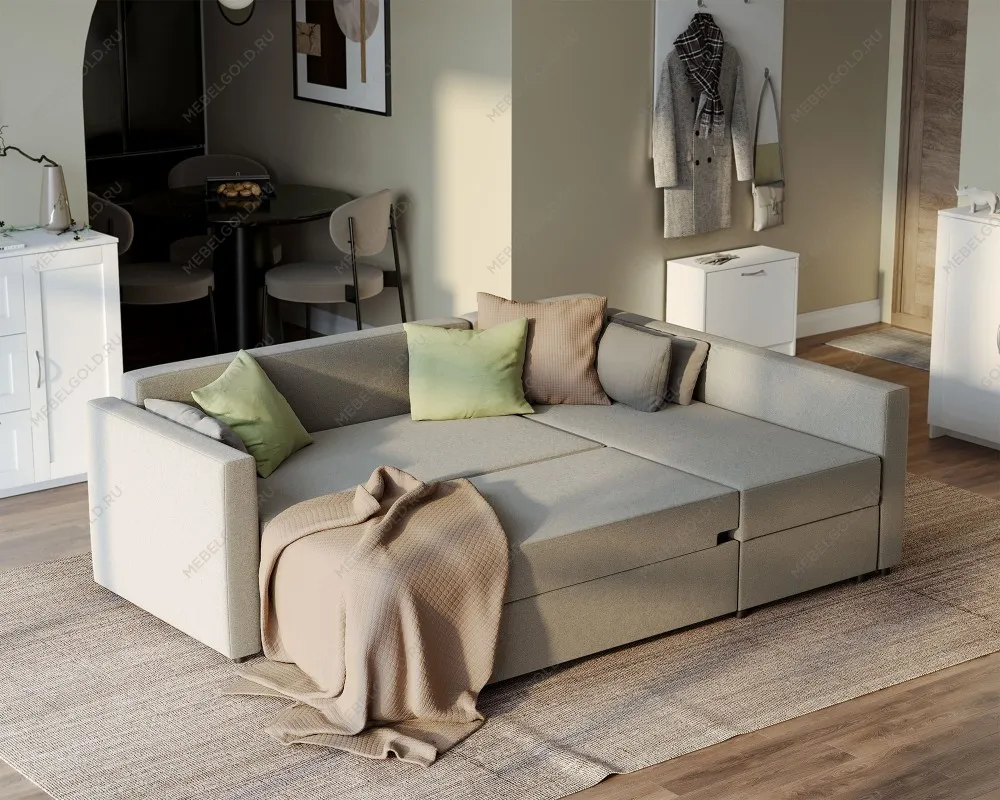 Диван-кровать ВАЛО, 230х91х72 см, серо-бежевый | изображение 1