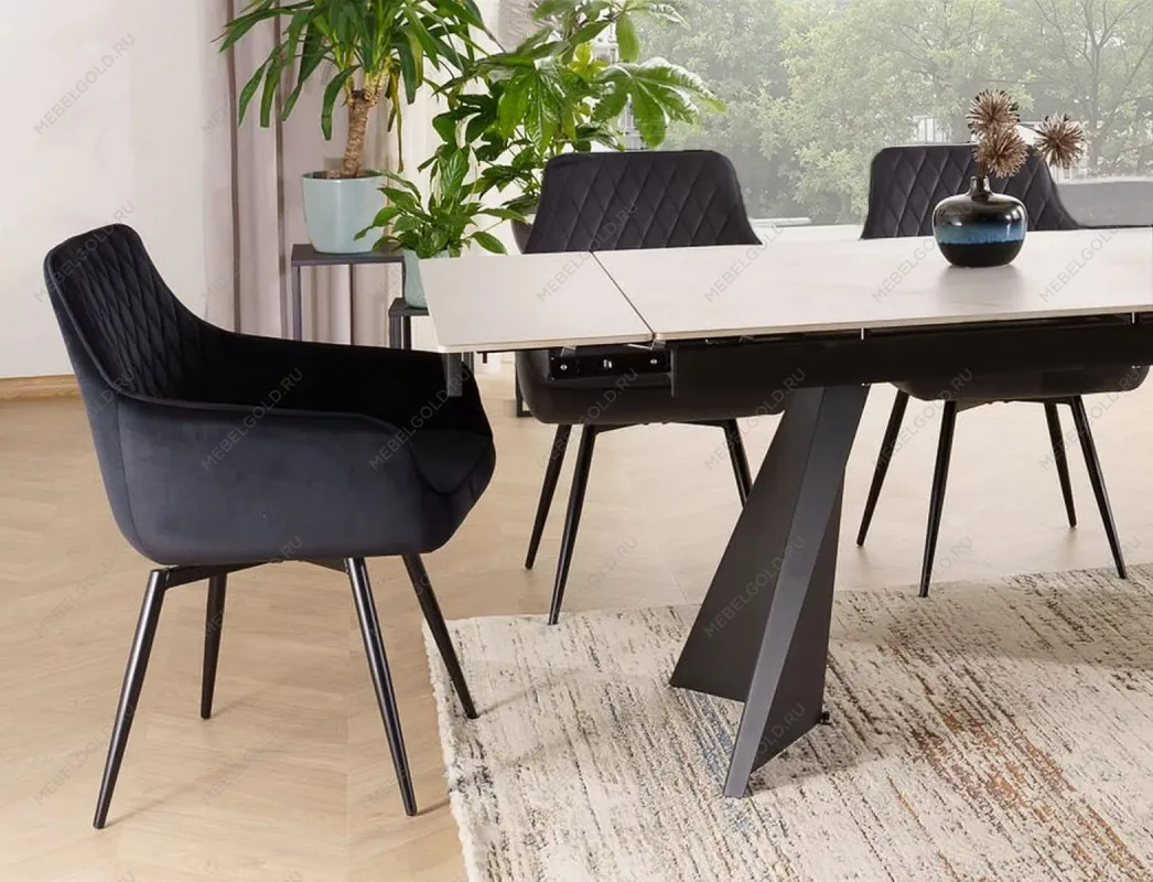 Стул кухонный Signal MARLO Velvet Bluvel 19 поворотный (черный/черный) | изображение 3