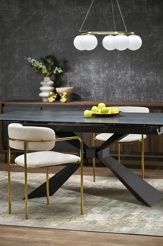 Стол обеденный Halmar LUCIANO 180 раскладной (синий мрамор/черный) | изображение 11