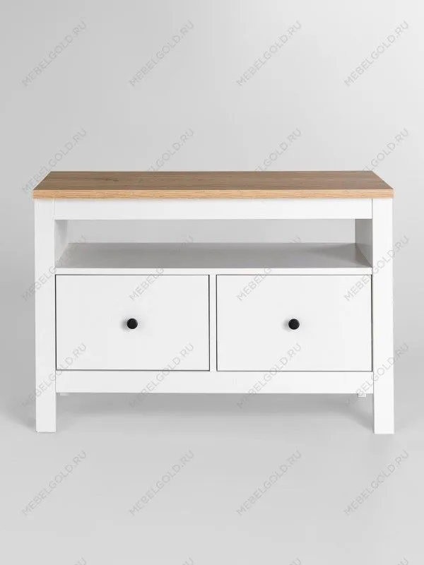 Тумба Сага, 2 ящика, 91х42х63 см, белая/ясень | изображение 9