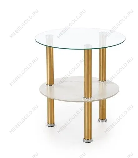 Стол журнальный Halmar DUCAT S (белый мрамор/прозрачный/золотой) | изображение 1