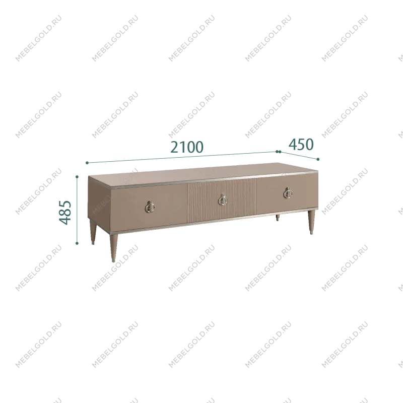 Тумба под телевизор 3 ящика Римини СОЛО (Мокка/Серебро) РМТ-4(s)