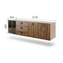 Комод 2.1м Bogemia Fly Wood Fi (Ваниль) (Novabuk/Хром) БМКМ-5[4]