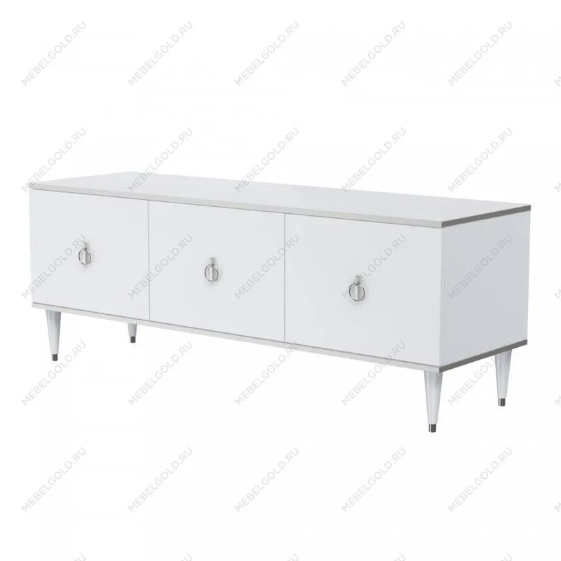 Тумба под телевизор (3 двери) Римини (Белый/Серебро) РМТ-2