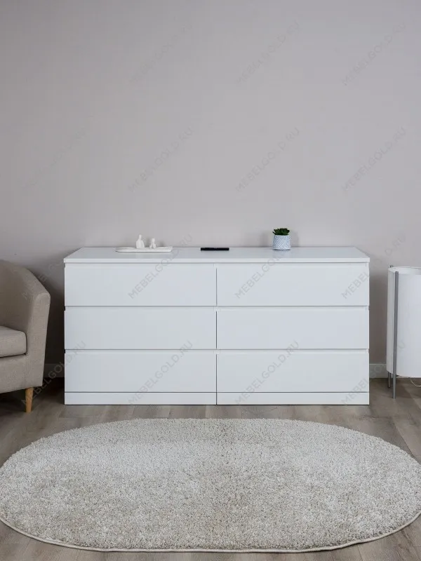 Комод Варма Прайм, 6 ящиков, горизонтальный, 160х77х48 см, эмаль, белый | изображение 1