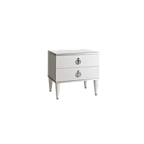 Тумба прикроватная 2 ящика Римини (Белый/Серебро) РМТП-2