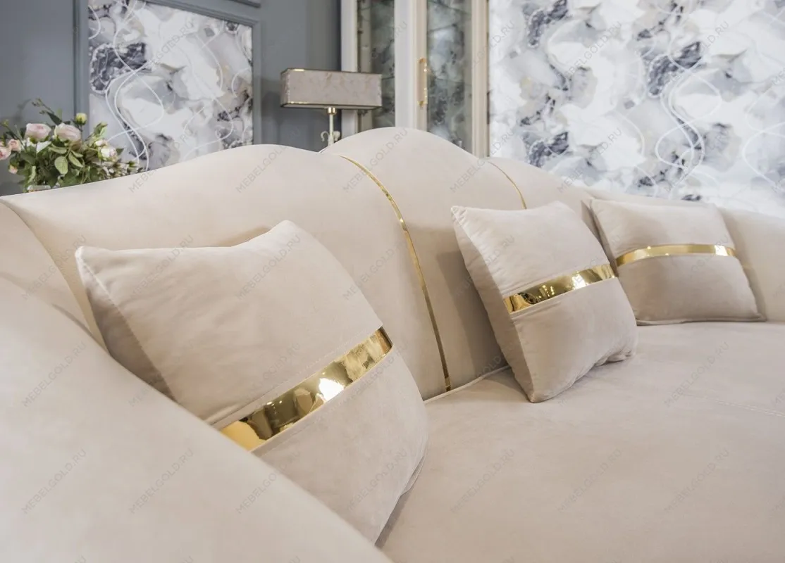 Диван Лара 2х местный бежевый золото (французская раскладушка) | изображение 5