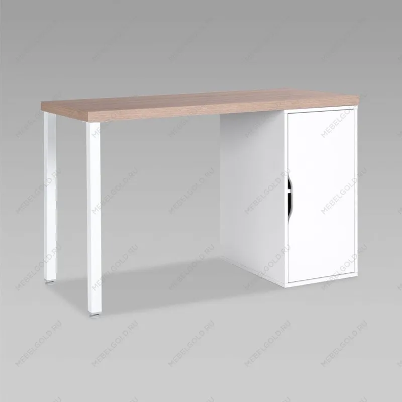 Стол письменный Ингар, с дверцей, 120x75x55, белый, столешница дуб беленый