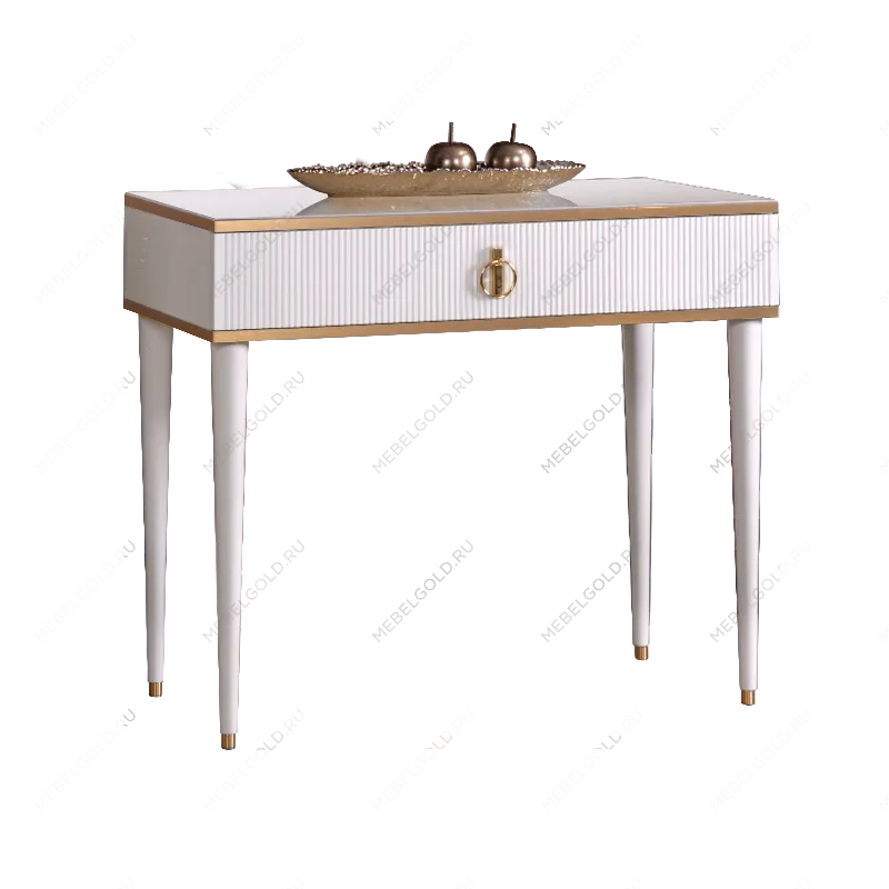 Стол туалетный узкий Римини СОЛО (Белый/Золото) РМСТ-1(s)[9]