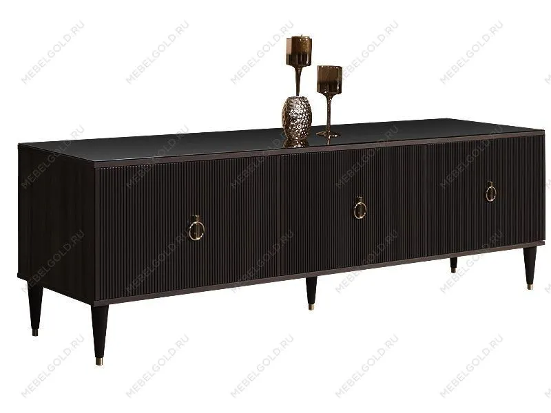 Тумба под телевизор (3 двери) Римини СОЛО (Орех империя/Золото) РМТ-2(s)