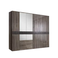 Шкаф 6-ти дверный с зеркалом, с ящиками Римини СОЛО (Орех империя/Золото) РМШ1/61(s)