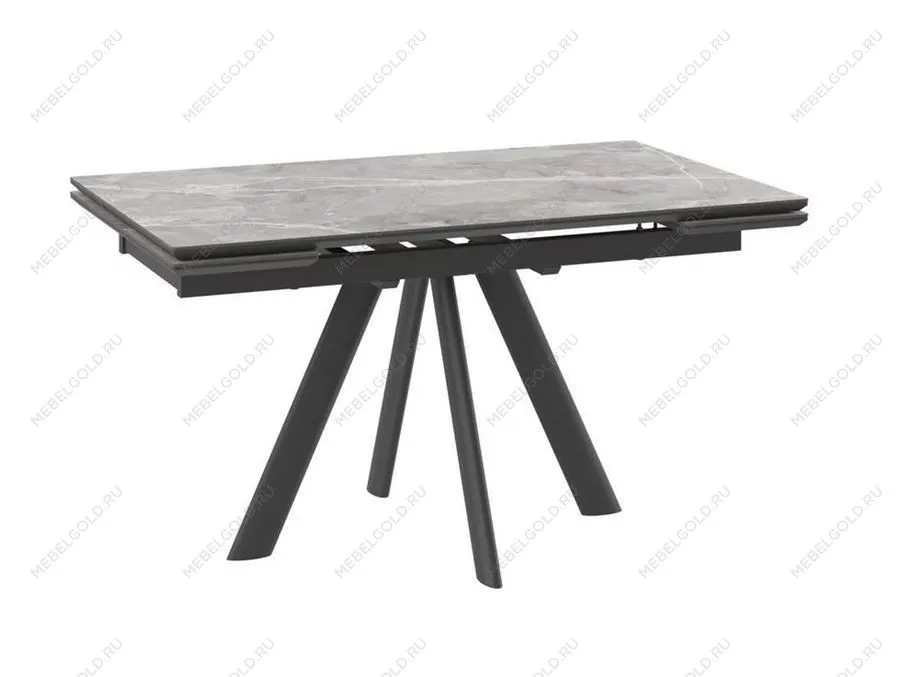 Стол с керамическим покрытием Джейтон-140 (Stone grey st cer/черный) 140(30+30)х85