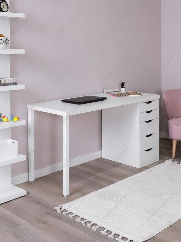 Стол письменный Ингар, 5 ящиков, 140х75х55 см, белый | изображение 1