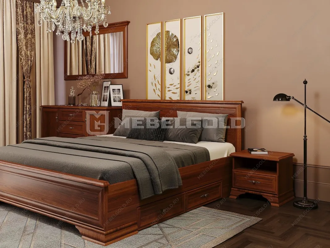 Кровать Кентаки LOZ/180+выкатные тумбы каштан | изображение 3