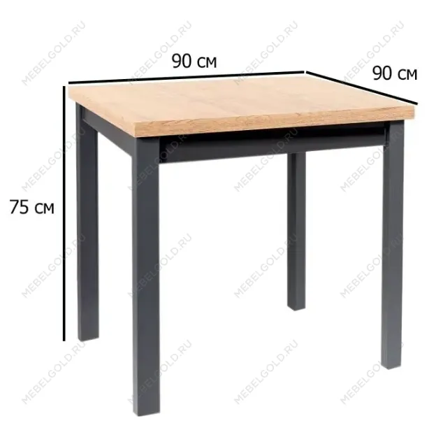 Стол обеденный Signal ADAM 90 (дуб артизан/черный) | изображение 1