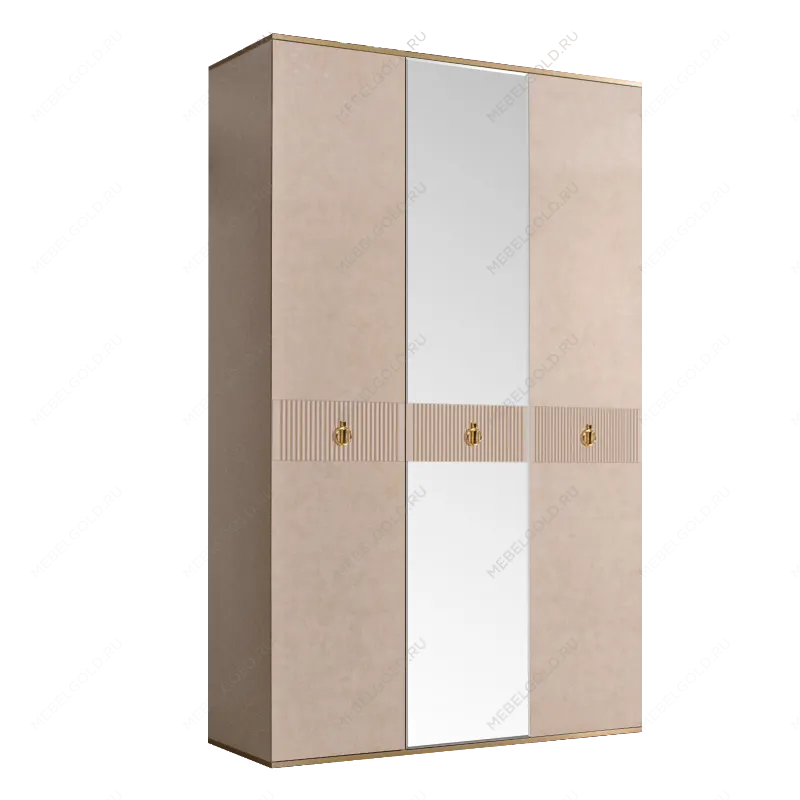 Шкаф 3-х дверный с зеркалом Римини СОЛО (Латте/Золото) РМШ1/3(s)