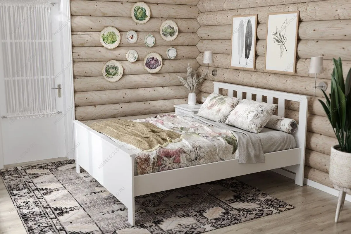 Кровать двуспальная Сага, 160х200 см, белая | изображение 14